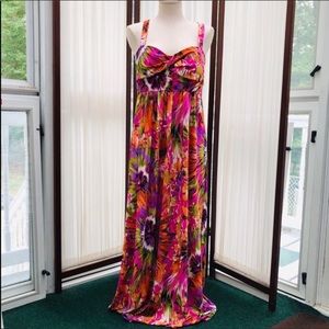 Abstract Print Maxi Dress Criss Cross Back